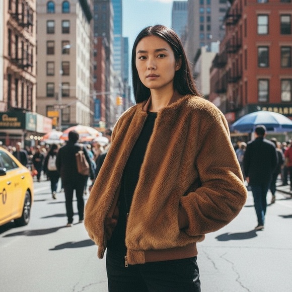 Tibi Jackets & Blazers - Tibi Luxurious Brown Faux Fur Track Jacket